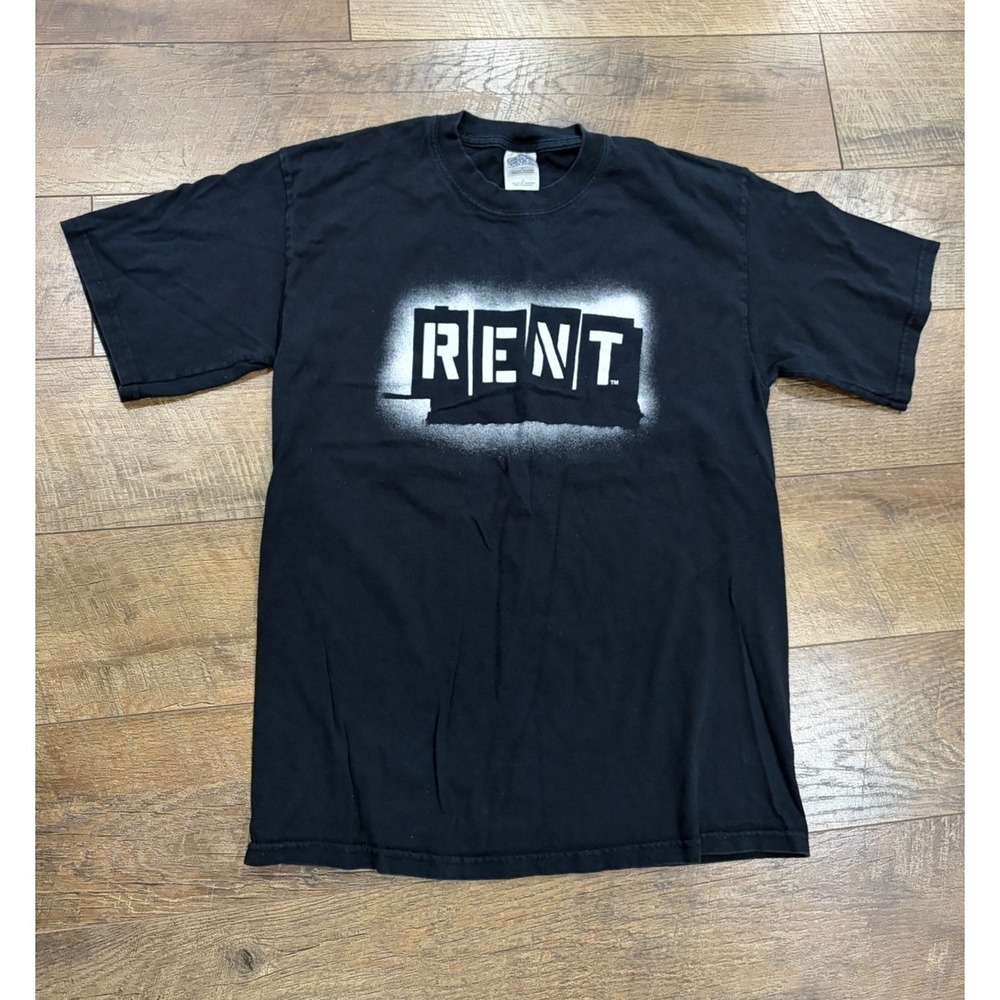 Vintage RENT Broadway Musical Promo Graphic Tee Black White Medium